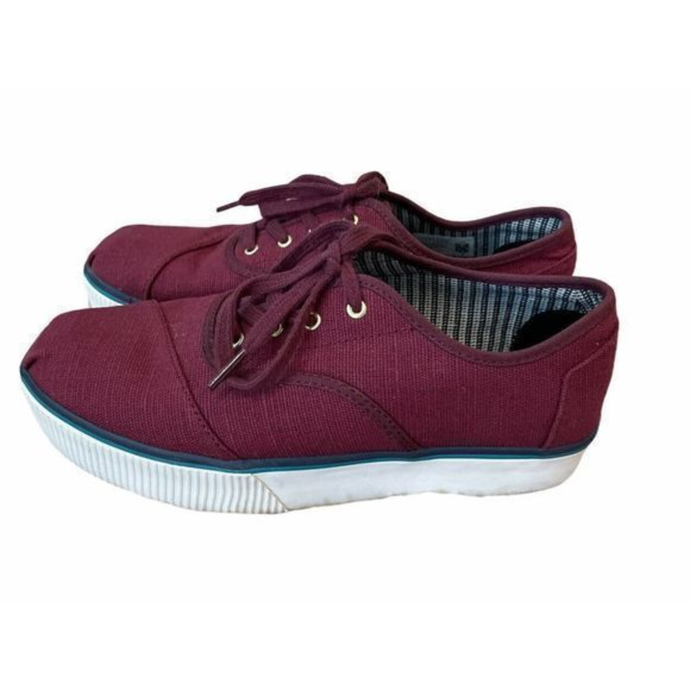 Toms Cordones Boardwalk Canvas Platform Sneakers Raisin Heritage Purple‎ 9